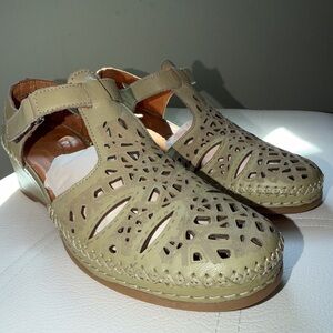 Spring Step Olive Green Cutout Shoes